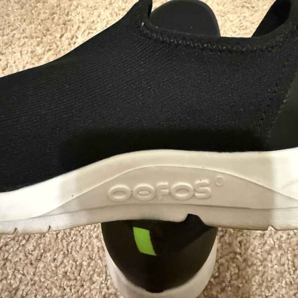 OOFOS Black and White Comfort Shoes